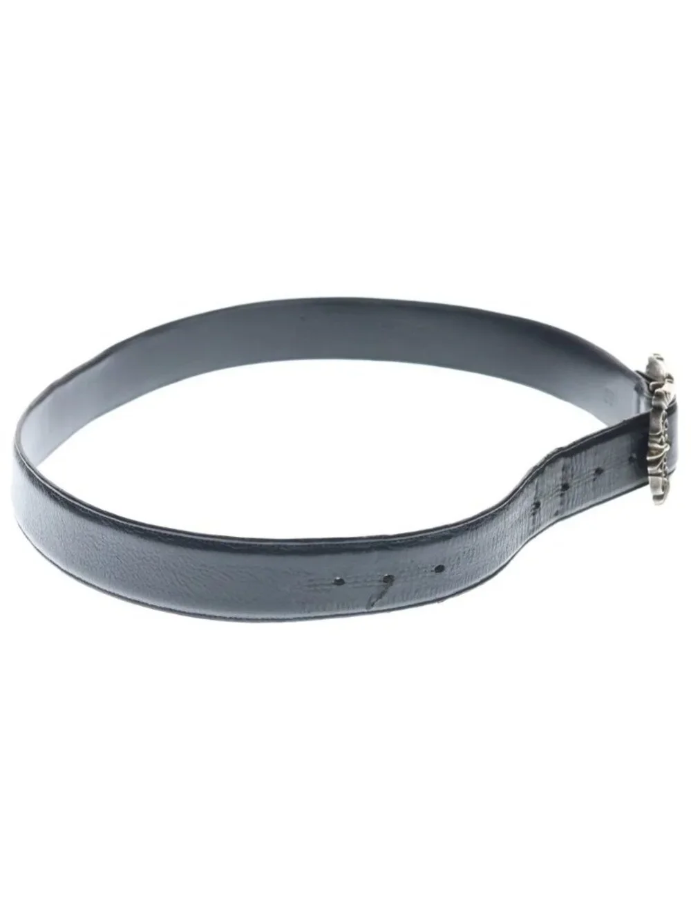 Chrome Hearts Blt Filigree Otj Buckle Leather Belt Black Silver